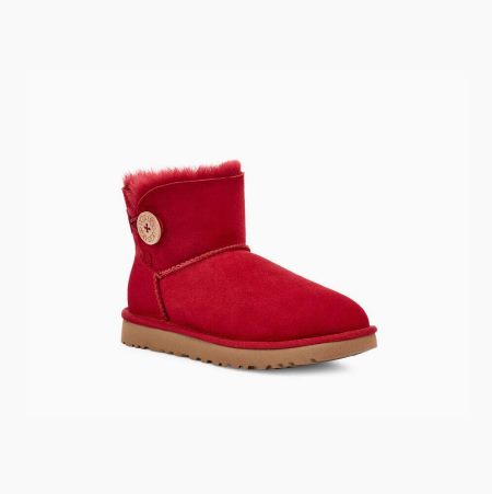 UGG Mini Bailey Button II Red Boots for Women (PCWT36791)